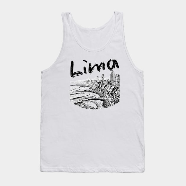 Lima Peru Artistic Monochrome Seascape Tank Top by Sambastyles